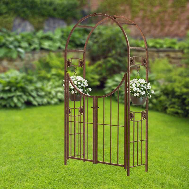 Putnamville 127cm W x 45cm D Steel Arbour in Brown