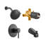 Ensemble de robinet de baignoire et de douche, complet avec pomme de douche à effet de pluie de 4,7 pouces et bec de baignoire, douchette réglable à 9 réglages, ensemble de garniture de baignoire à poignée simple avec valve d'équilibrage de pression en laiton, noir mat