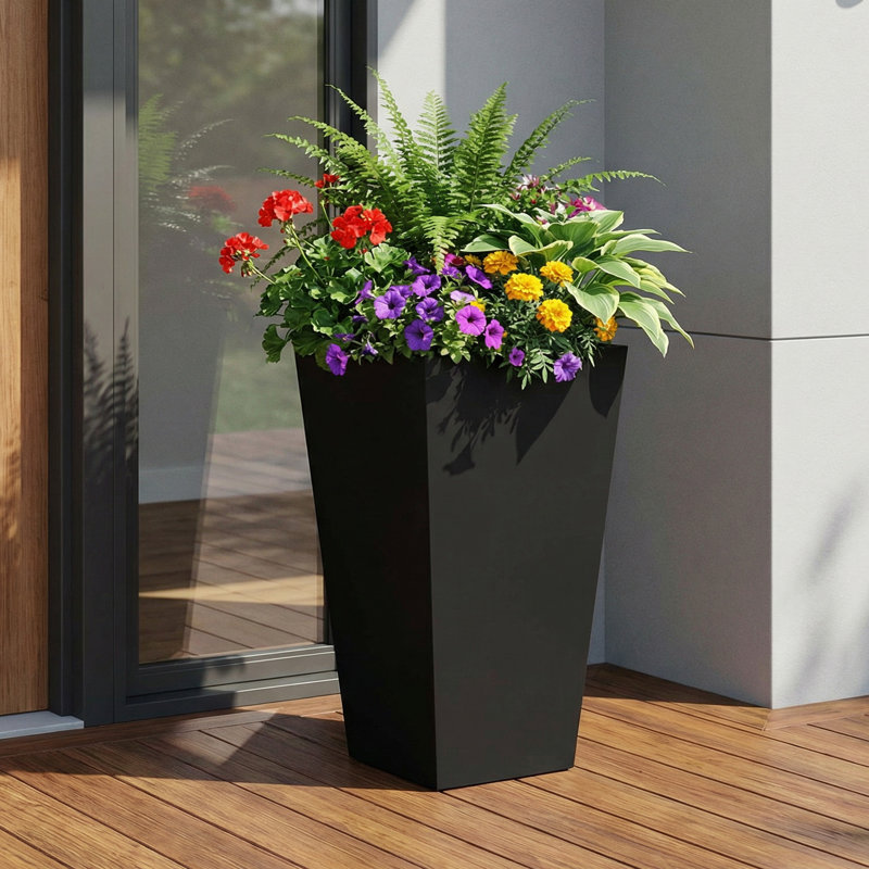 Metal Planters for Outdoor Plants, 26" H x 14" W x 14" D
