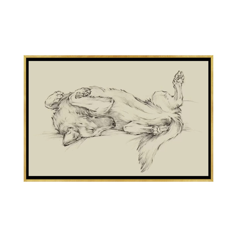 «Dog Tired I» par Ethan Harper - reproduction d'art, H 32 po x l 48 po x 1,5 po, Pas de tapis, Toile encadrée d'or