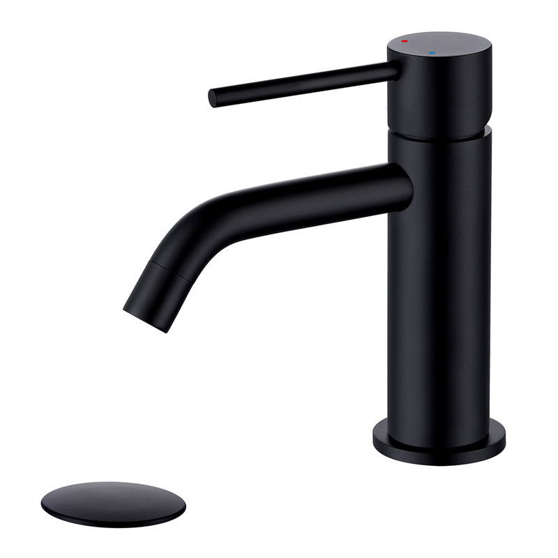 Single-Hole Single-handle Bathroom Faucet with Drain Assembly, Black