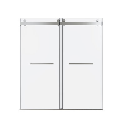 56-60*76 INCH Frameless Double Sliding Soft-Close Shower Doors, Bathroom Sliding Shower Door, Glass Door,(10Mm) Thick SGCC Tempered Glass Door For Bathroom + Stainless Steel