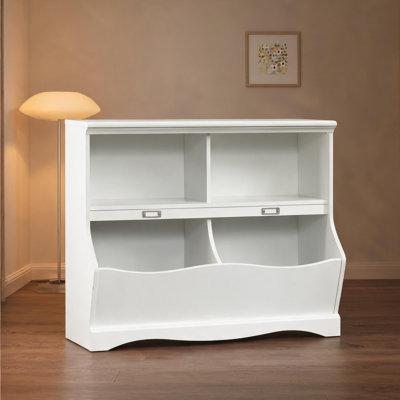 Bibliothèque en bois d'ingénierie blanc pur multi-compartiments, étagères d'organisation pour enfants pour chambre à coucher et salle de jeux de style moderne