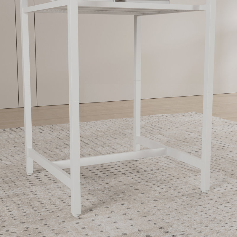 Table de bar, équipée de 2 tabourets de bar, avec dossier et cloison, Brun / Blanc