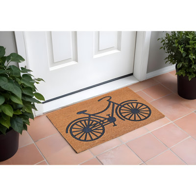 24" X 36" Brown and Black Coir Bicycle Outdoor Door Mat