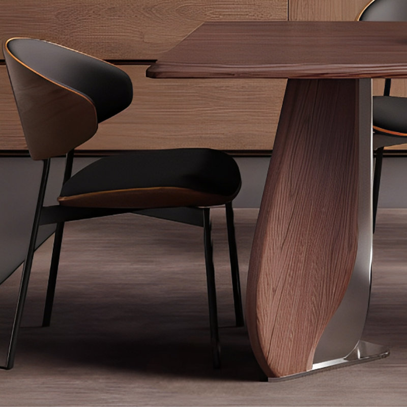 Retro walnut dining table sets, 29.52"H x 78.74"L x 35.43"W