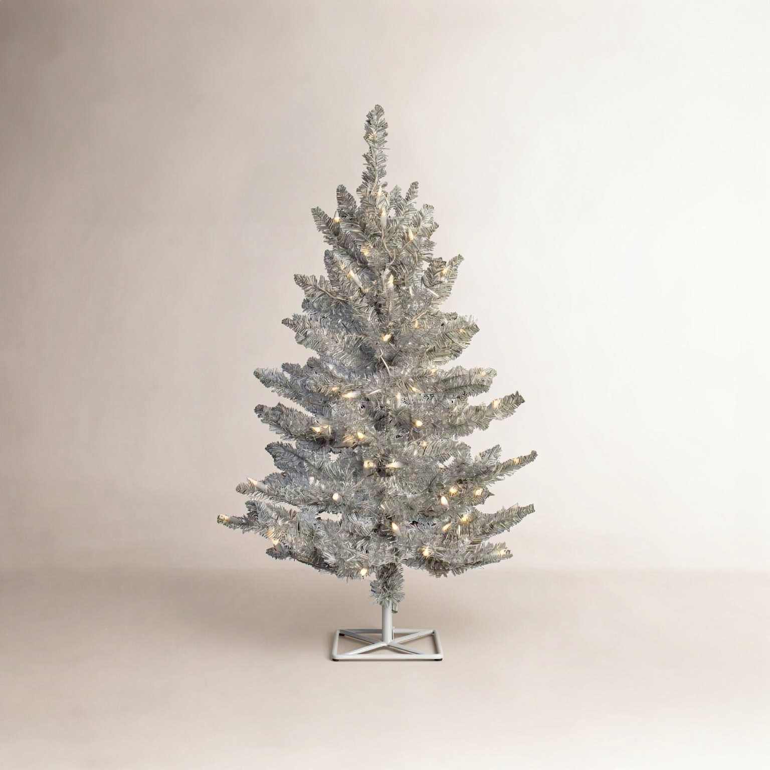 Silver 6.5' Pre-Lit Fir Christmas Tree, 3'