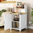 Farmhouse Nightstand With Charging Station, 18 Inch End Table With Barn Door And Adjustable Storage, Rustic Wood Sofa Side Table With Magnetic Door For Living Room, Bedroom, Antique White | Gift Idea-1732475822