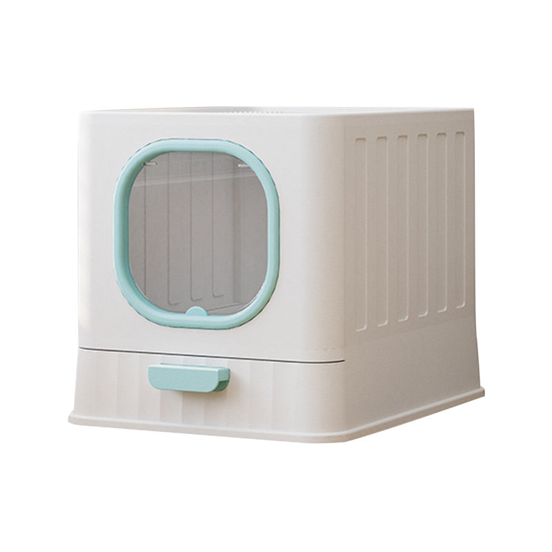 Waycross Plastic Standard Cat Litter Box with 2 Entry Doors, Blue
