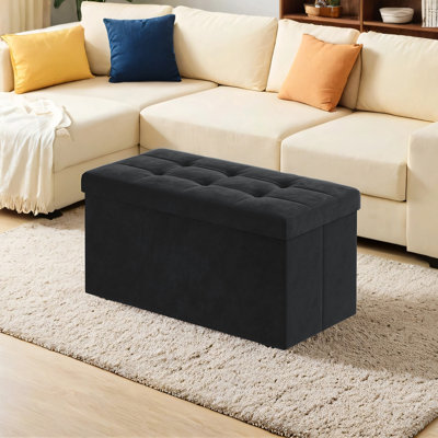 Storage Ottoman Bench, Foldable Ottoman Foot Rest, 15 X 30 X 15 Inches, End Of Bed Bench, Storage Chest, Load Up To 660 Lb, For Living Room, Bedroom, Entryway