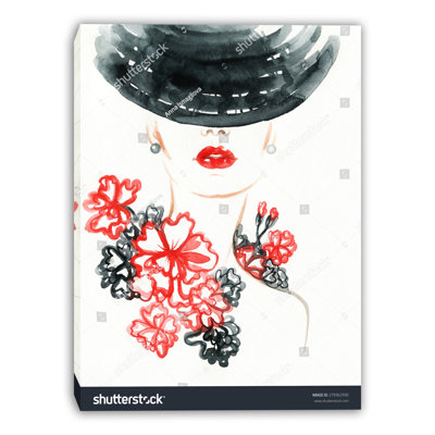 «Watercolor Elegance with Floral Floral», art mural sur toile tendue