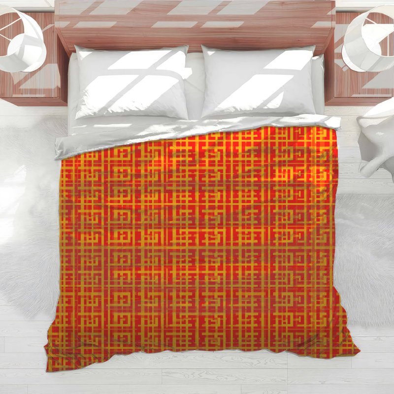 Red Yellow Geometric Lines Comforter, Twin Extra Long