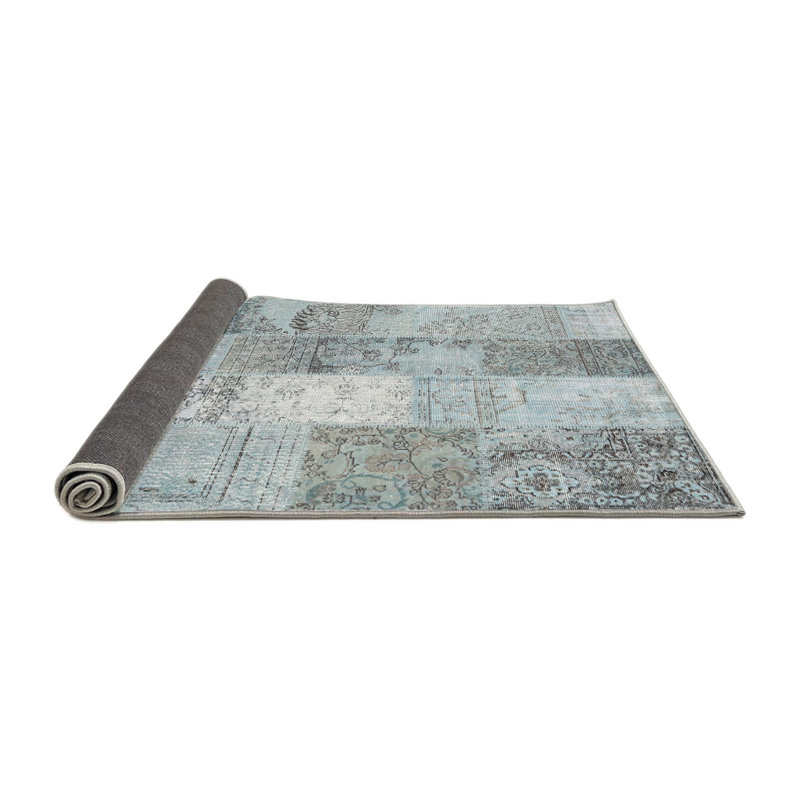 Tapis gris/bleu zone contemporaine, Rond 3 pi