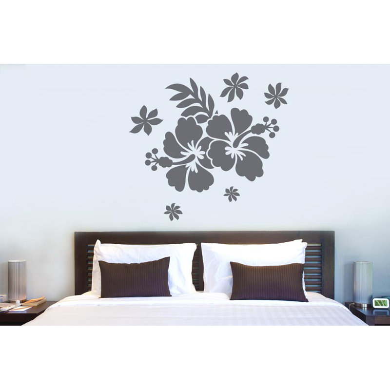 Hibiscus Flower Wall Sticker, Grey