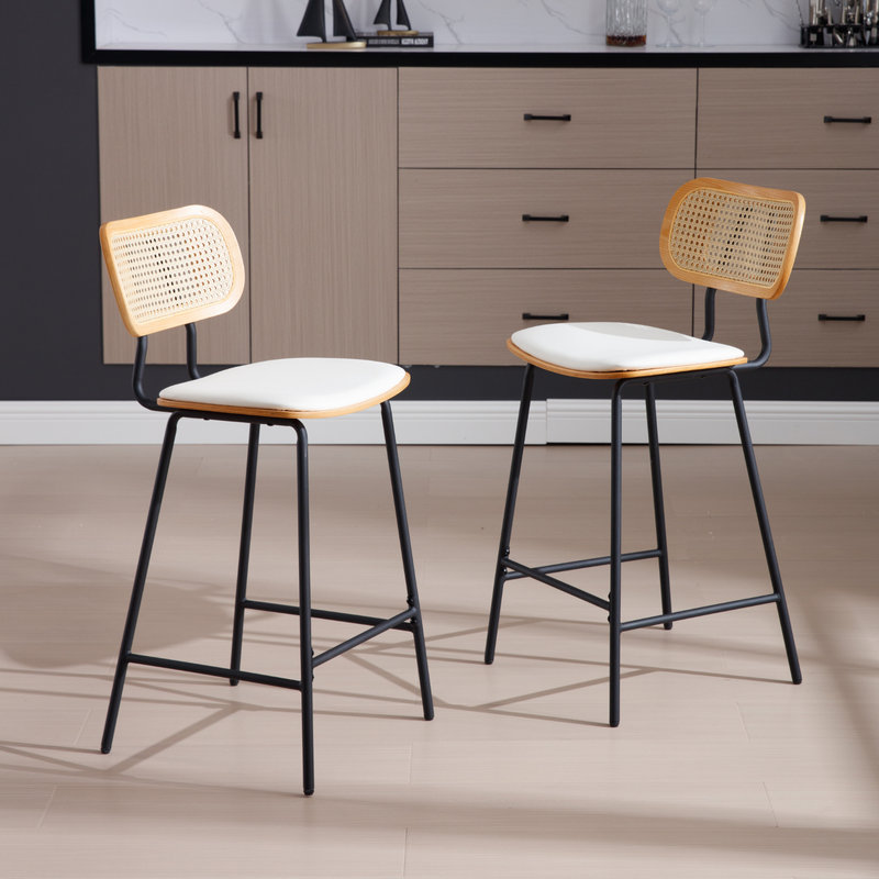 Parthenia Counter Stool, White / White