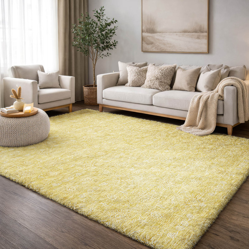 Tapis à poil long de qualité supérieure lavable à la machine ADS703, Miel, 8 pi x 10 pi