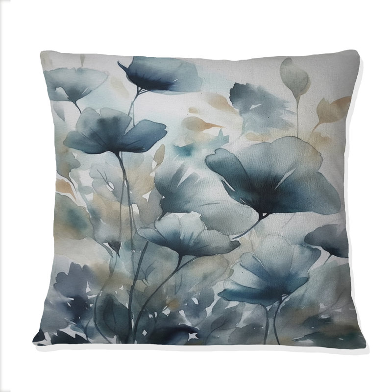 Coussin Blue Leaf Foliage And Flowers III - Leaves