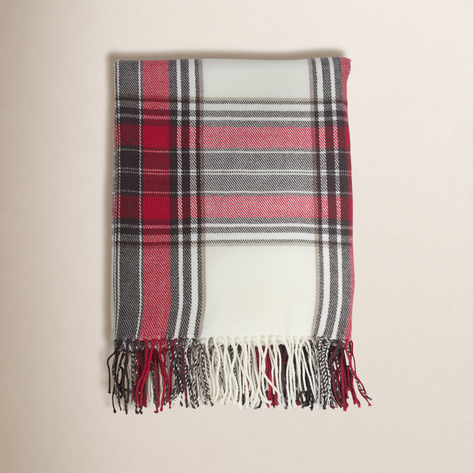Sevan Collection Hand Woven Throw Blanket, Red/Black/Off White