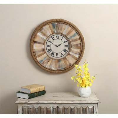 Handcrafted Vintage Wall Clocks, Quartz Silent Non Ticking, Battery Operated, Roman Numeral Style, (Vintage Color)