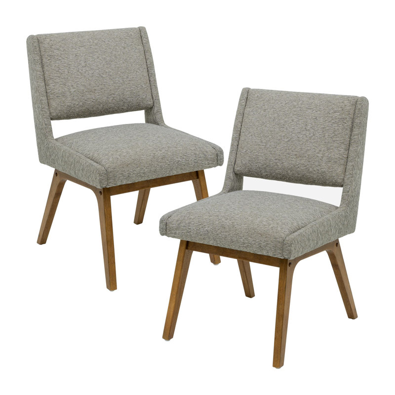 Chaise d'appoint rembourrée en bois massif Celsi (ensemble de 2), Gris clair