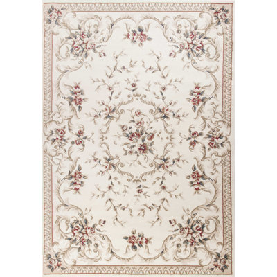 Tapis intérieur floral ivoire 3 pi x 5 pi