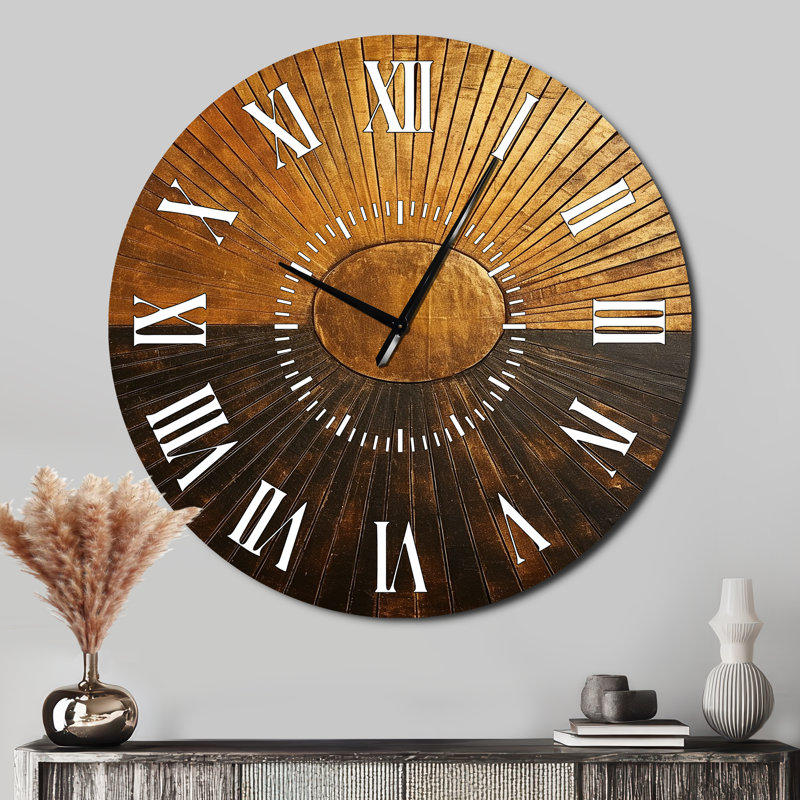 Horloge murale bronze à symétrie brillante Symetry IV, Surdimensionné