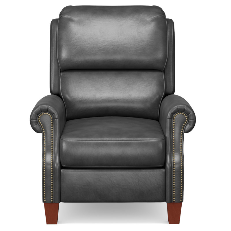 Fauteuil inclinable en cuir chocolat Edingworth, Cuir gris foncé assorti