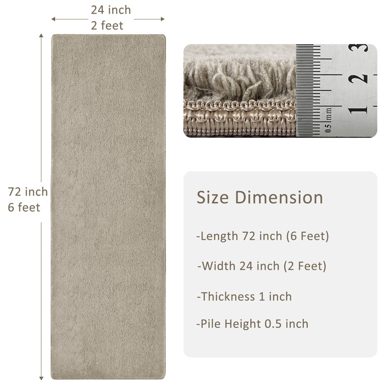 Tapis de couloir auto-adhésif 2 pi x 6 pi pour tapis de couloir à usage multiple gris crème, Gris crème