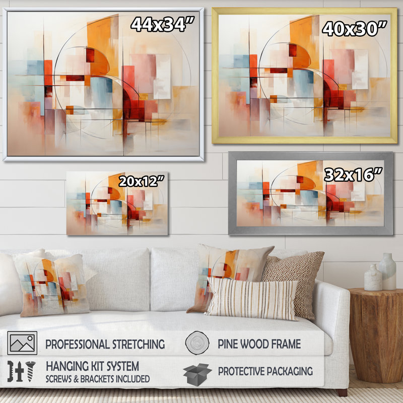 Paysage abstrait abstrait entrelacé - paysage romantique, art mural, H 24 po x l 32 po x P 1 po, Toile tendue