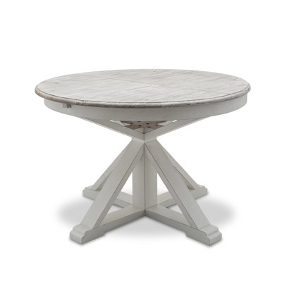 Islamorada - 45" Round Dining Table with 18" Butterfly Leaf Extension - Dapple Grey and Blanc Finish
