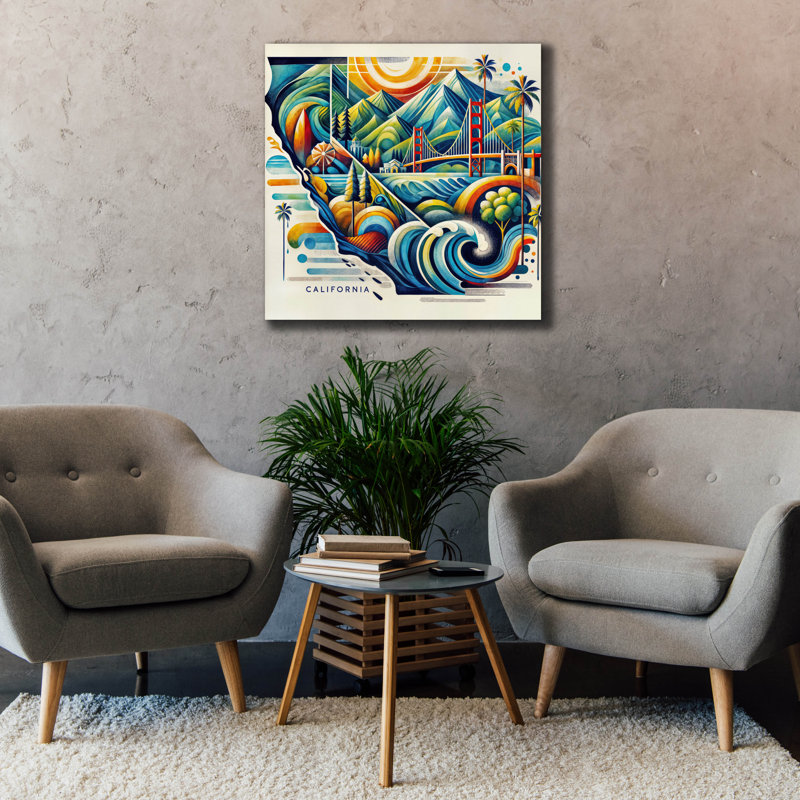 «California Abstract» par Rey Klimt, art mural sur toile, H 37 po x l 37 po x P 1,5 po