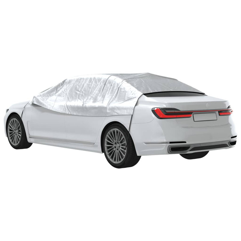 Vidaxl Half Car Cover With Hooks Silver, 25.2" H x 115" W x 63.8" D