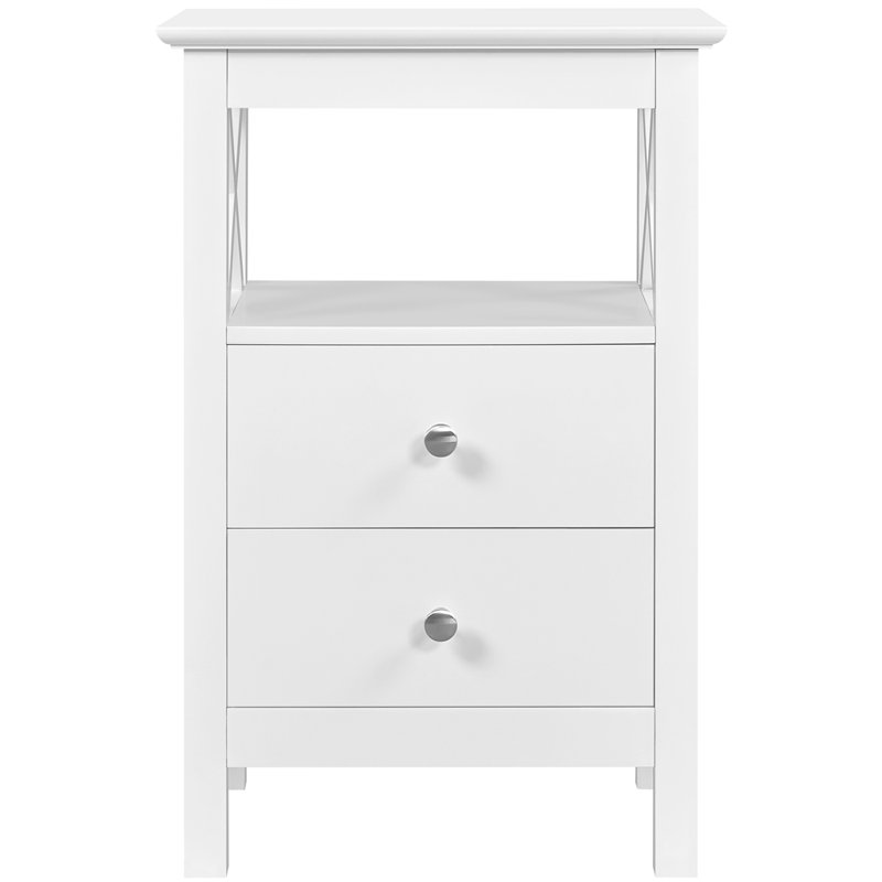 40cm W Manufactured Wood Bedside Table, White