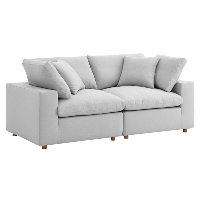 Ensemble de canapé modulaire rembourré et rembourré Commix, 2 pièces par Modway, Mélange de polyester - gris clair