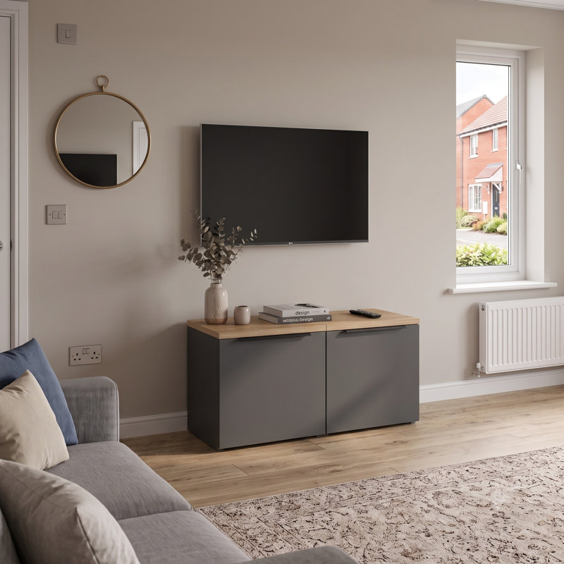 80cm Sideboard, Graphite and Wotan Oak