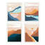 Ensemble encadré de 4 paysages encadrés sur papier orange et bleu-93012712-93012710