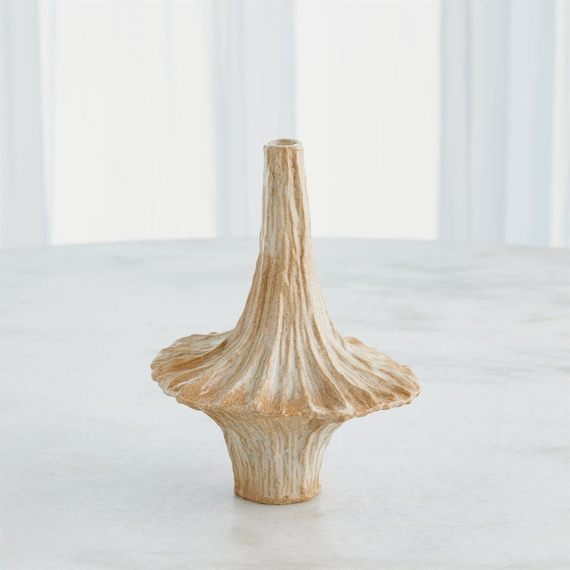 Gamma Handmade Ceramic Decorative Bottles, 7" H x 10" W x 10" D, Cream