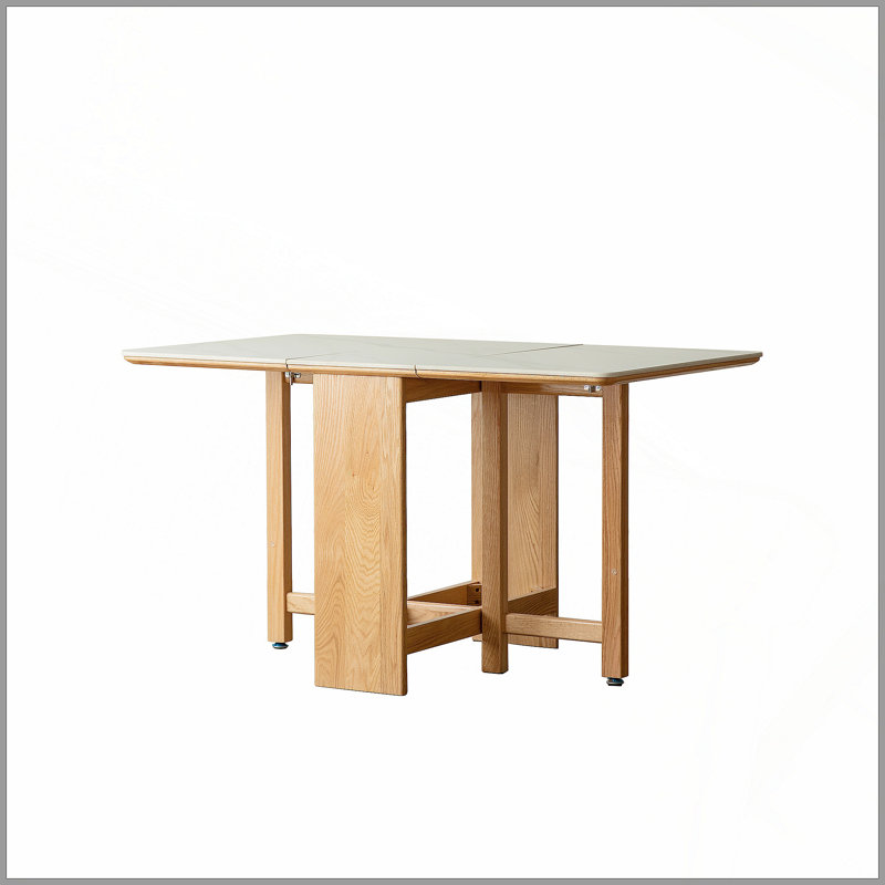 Table de salle à manger en chêne massif naturel avec pieds en chêne massif pour 4 à 6 personnes (couleur claire)