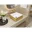Lavabo vasque de salle de bain carré 14 po Meje, lavabo de comptoir à rayures dorées de luxe, lavabo en céramique pour meuble-lavabo