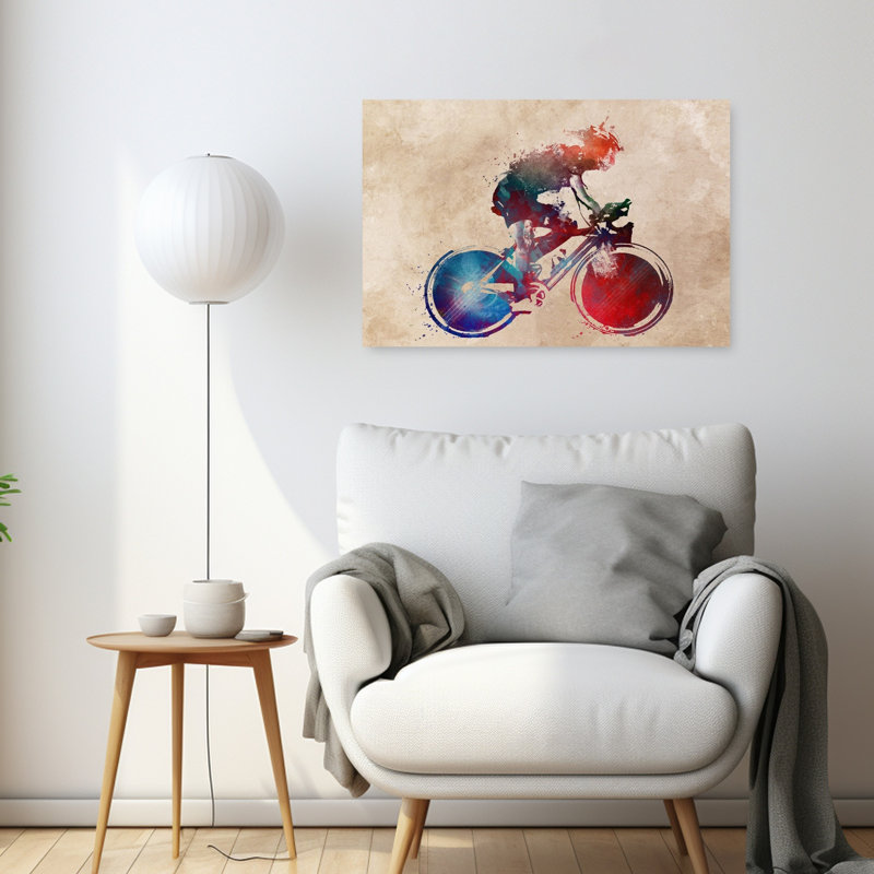 «Vibrant Cycling Motion», art mural contemporain, 24" H x 36" W