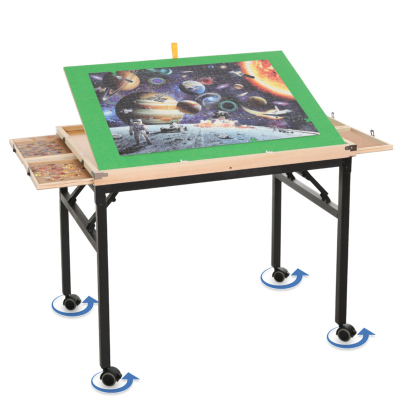 Table de casse-tête avec plateau réglable et roues universelles