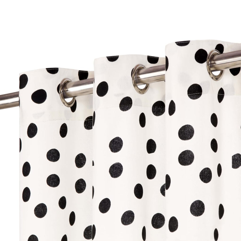 Nunes Cotton Room Darkening Curtain Pair, 140 W x 225 D cm, Black/White