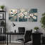 Ensemble de 3 toiles murales blanches avec tiges dorées sur fond sarcelle et beige-1881964073