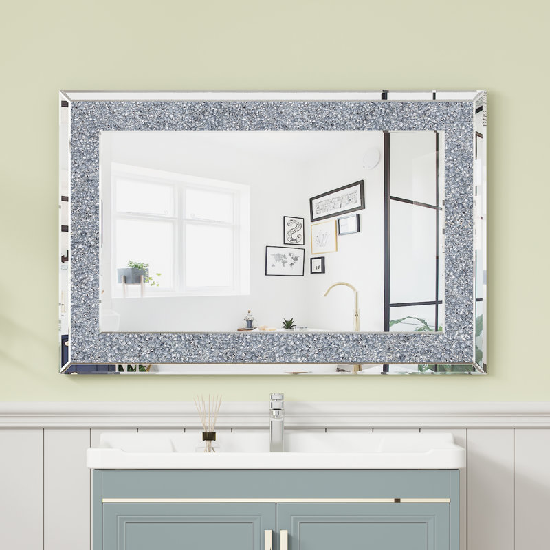 Faustine Glam Crystal Decorative Wall Mirror, 35.43" x 23.6"