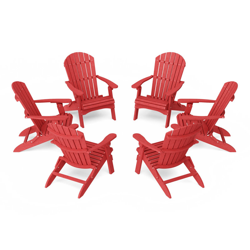 Heritage Folding Adirondack Chairs Set Of 6, Cardinal Red