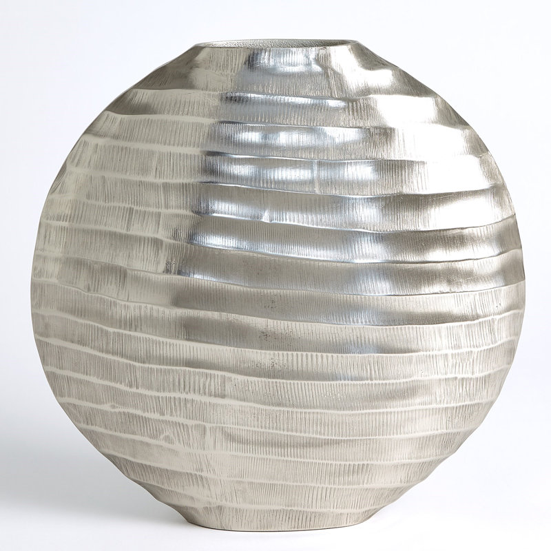 Aluminum Table Vase, Antique Nickel, 15.25" H x 15.5" W x 4" D