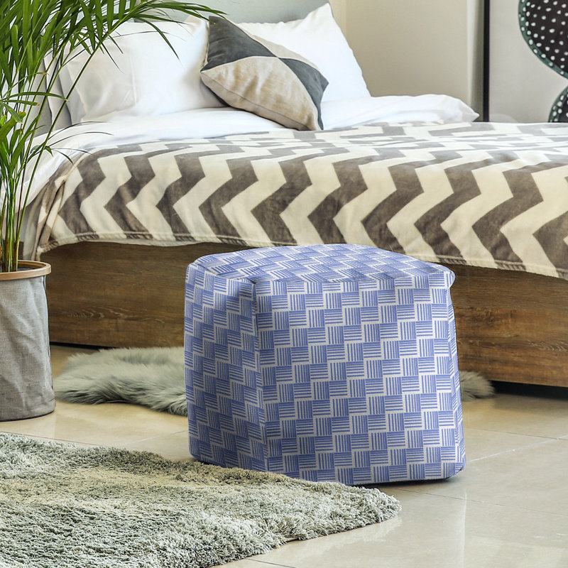 Repose-pieds cubique à rayures classic basketweave, Bleu / gris