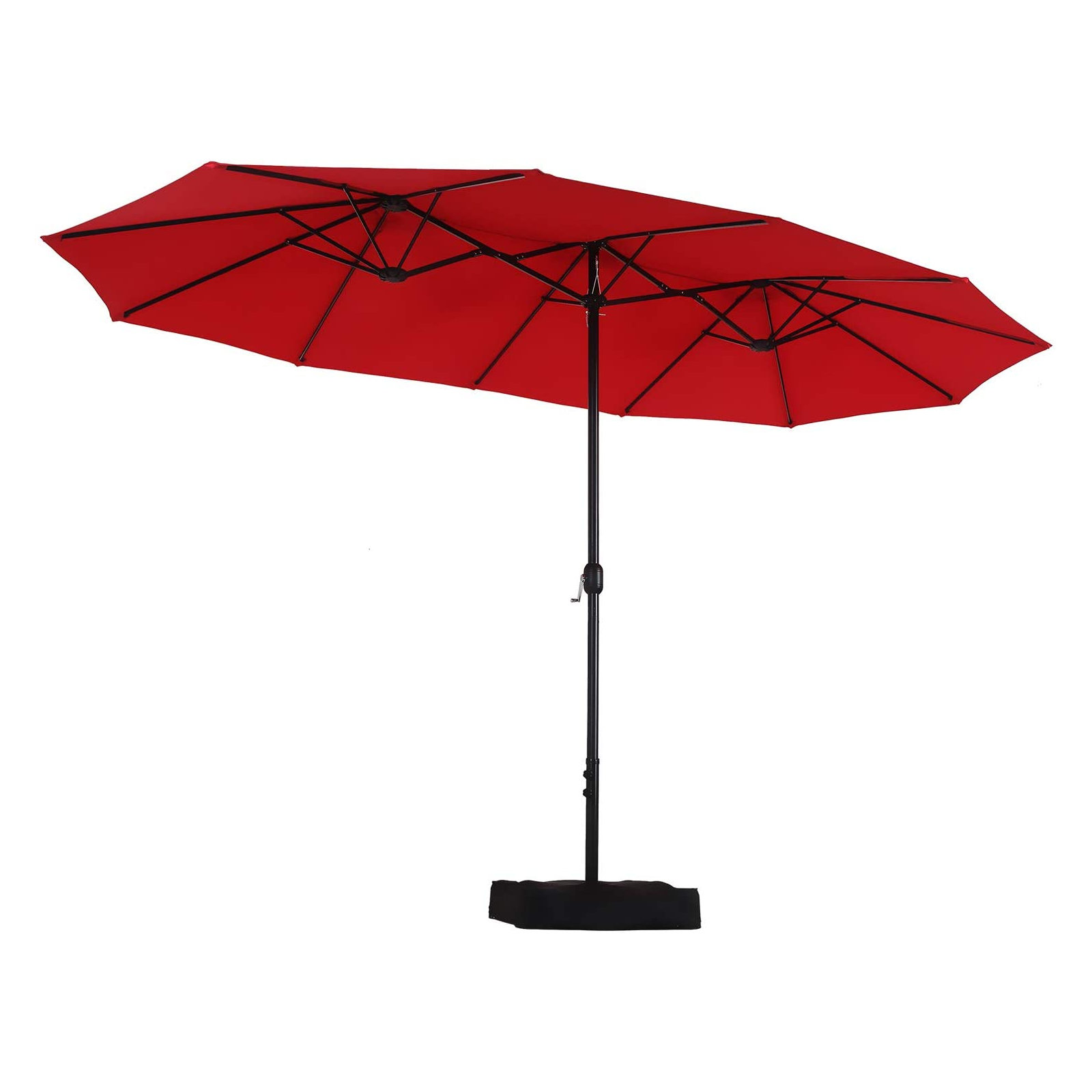 Nyasia 15 ft. x 9 ft. Rectangular Market Umbrella with Base, Red