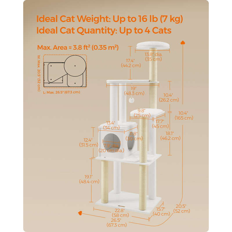 165cm H Cat Tree, Cloud White