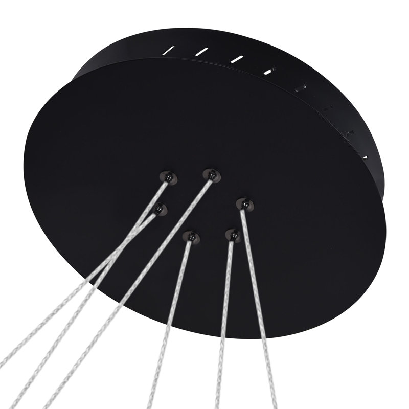 Tania Trio 32" Black Modern Adjustable Circular LED Chandelier